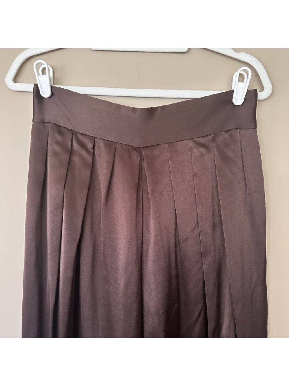 Rare Cache Brown Formal Set Satin Wide Leg Pants & Top 12 Evening Cocktail 90s - Picture 8 of 10